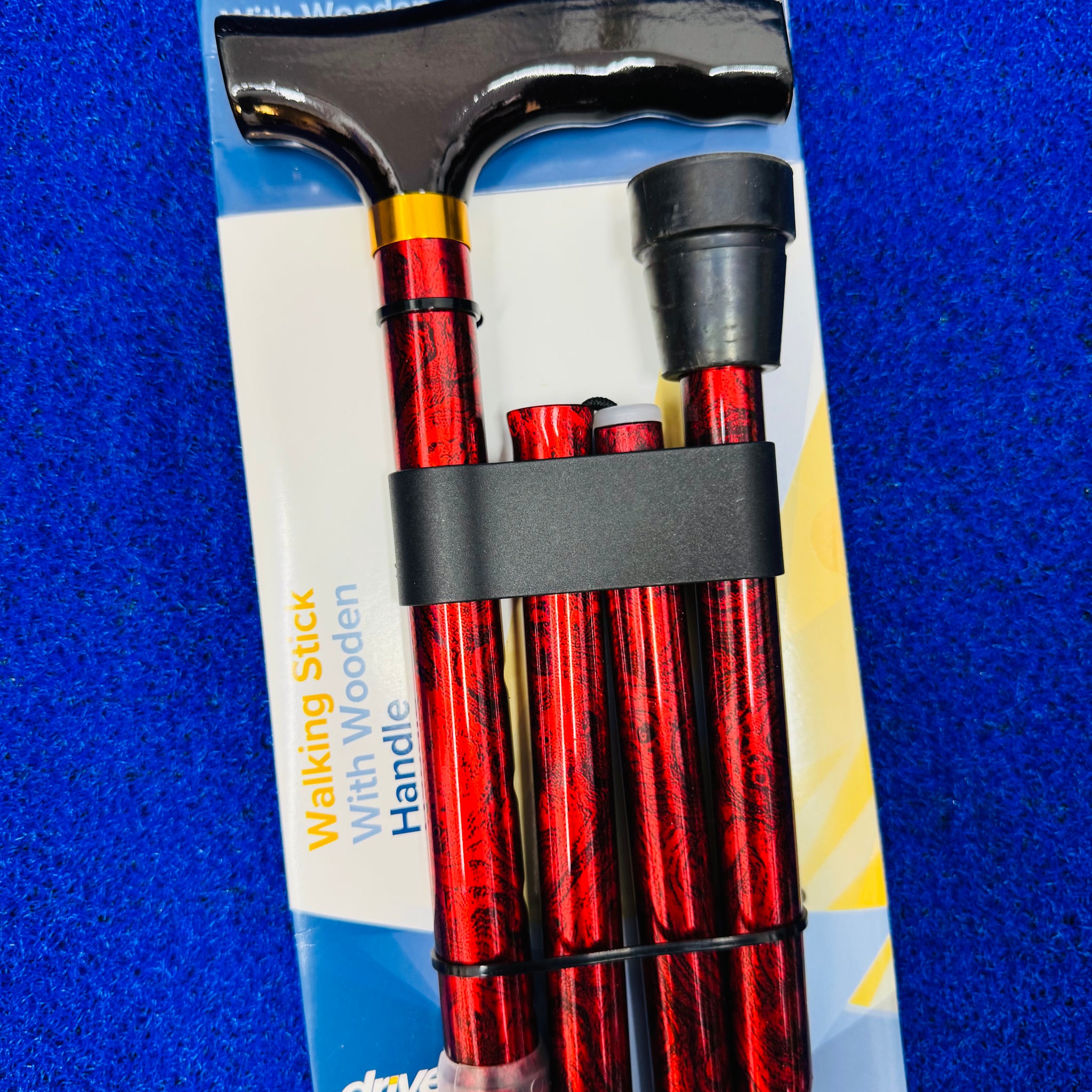 Drive DeVilbiss Folding Walking Stick - Red Crackle