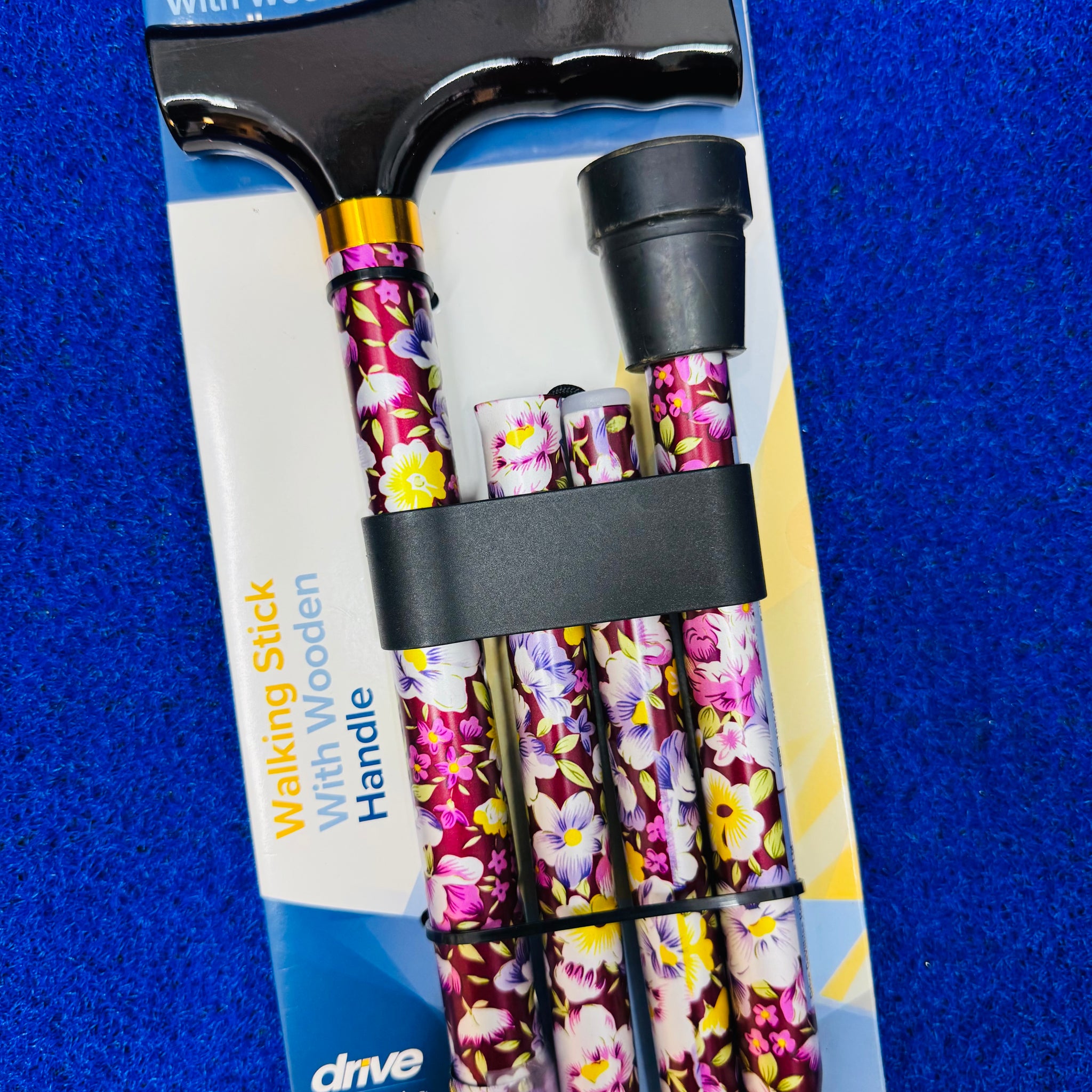 Drive DeVilbiss Folding Walking Stick - Pretty Flowers