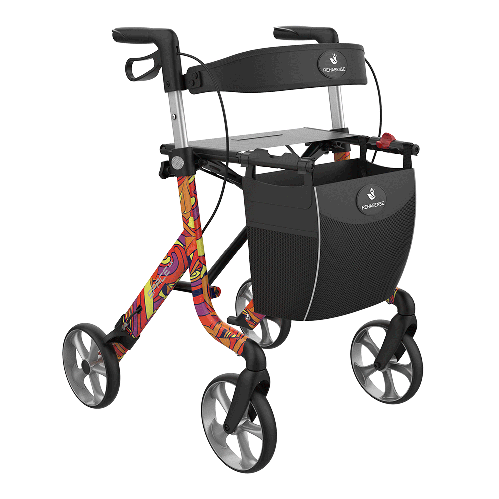 Rehasense Space LX Rollator Flower Power Lightweight Folding Walker BRAND NEW