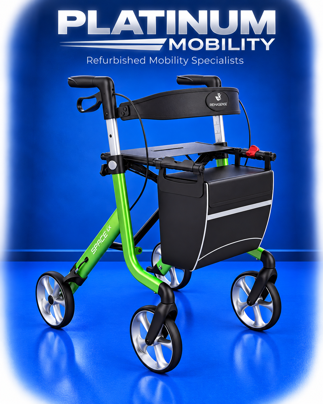 Rehasense Space LX Rollator GREEN Lightweight Folding Walker BRAND NEW