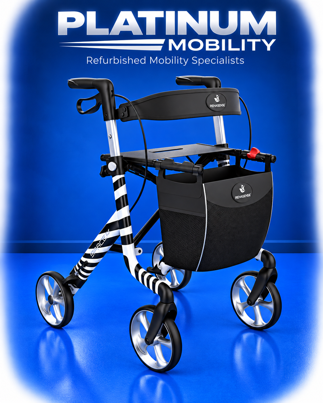 Rehasense Space LX Rollator ZEBRA Lightweight Folding Walker BRAND NEW