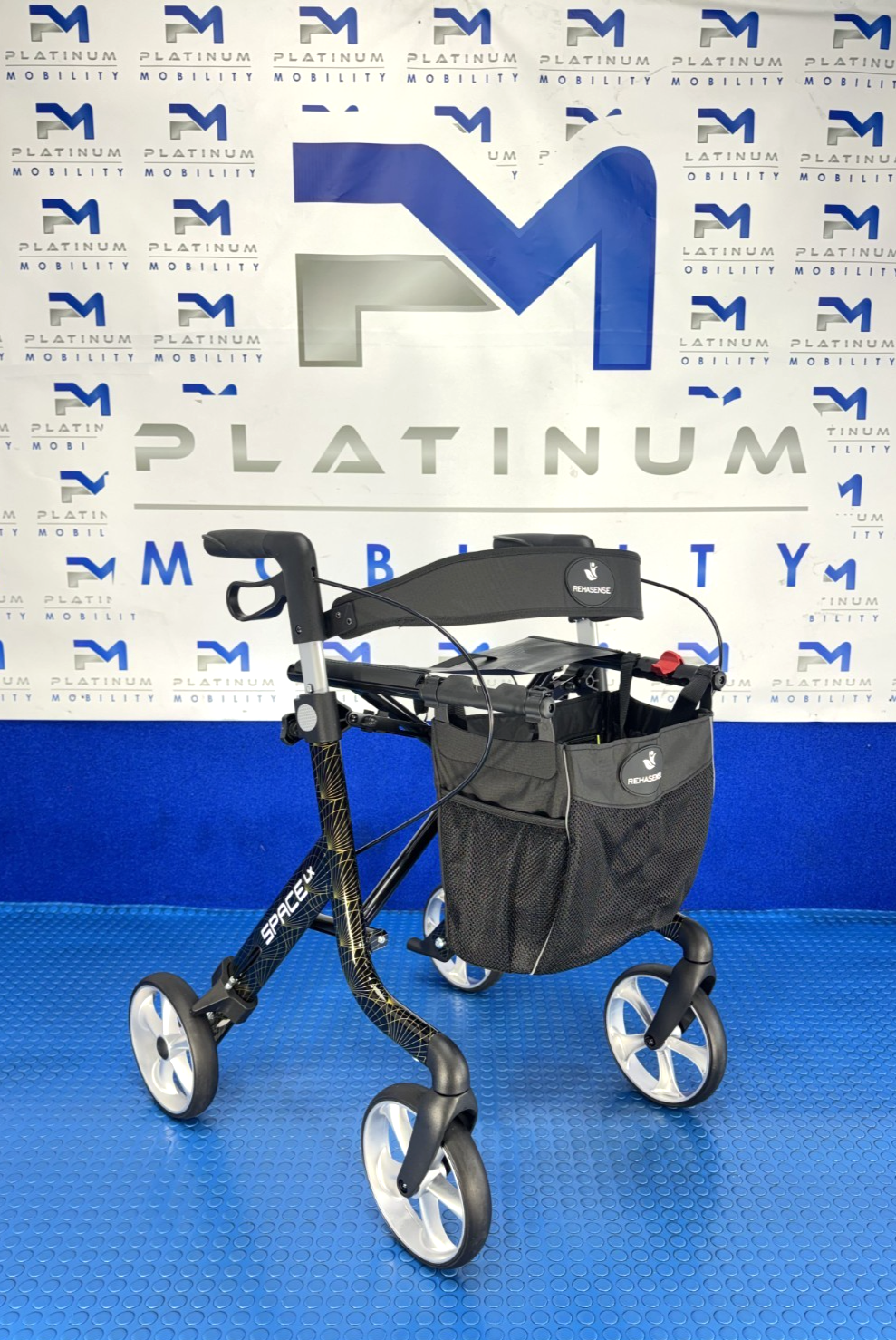 Rehasense Space LX Rollator Black Lightweight Folding Walker BRAND NEW