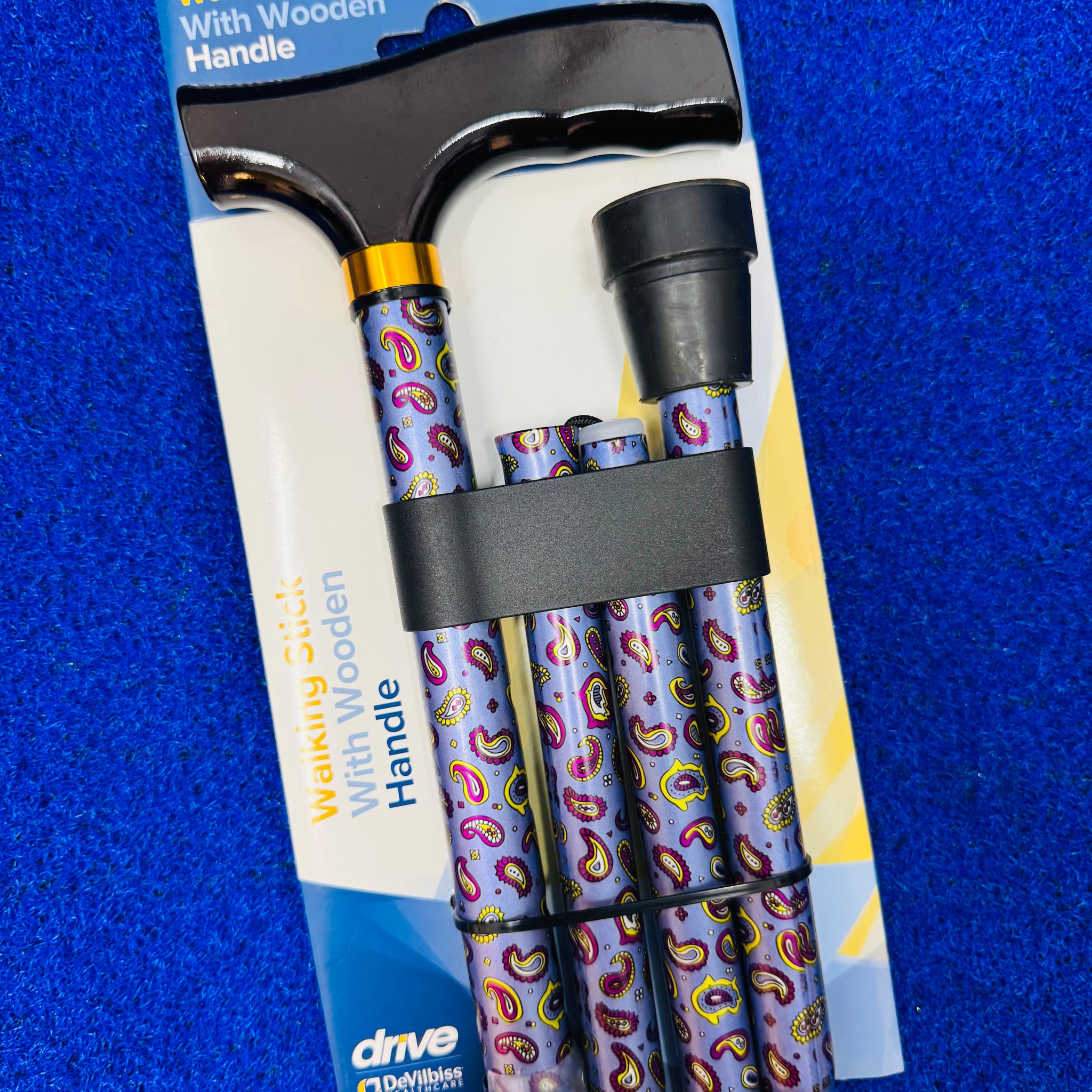 Drive DeVilbiss Folding Walking Stick - Blue