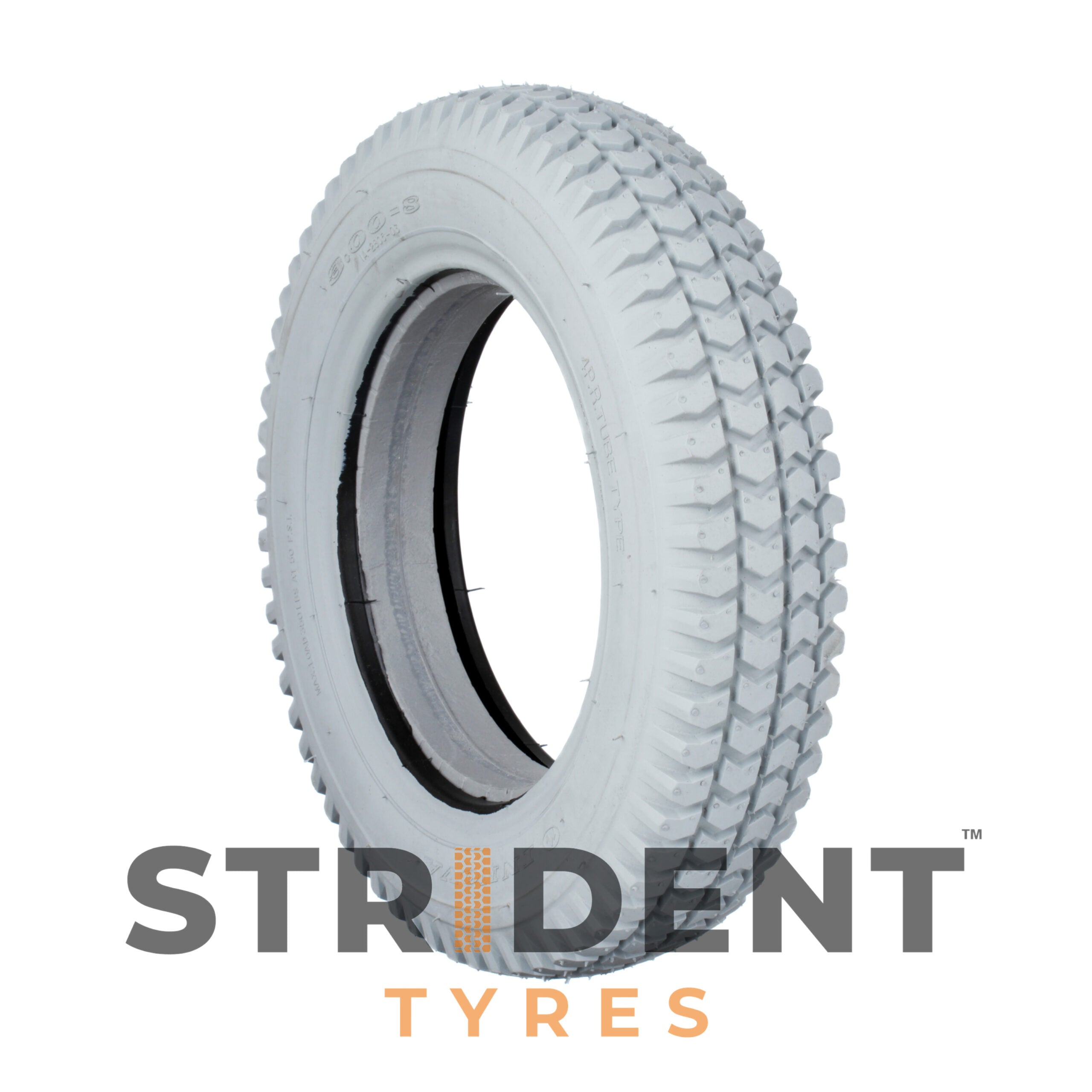 Grey Solid 300 x 8 Block Tyre (52mm Rim)