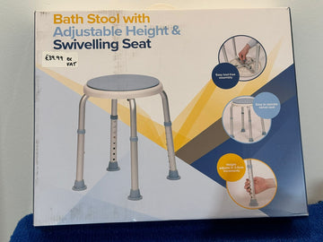 Bath Stool with Adjustable Height and Swivelling Seat